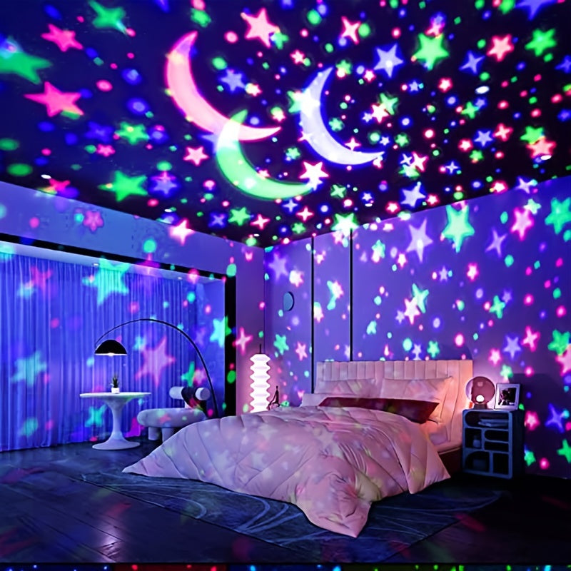 Starry Sky Projector Lamp with 8 Color Modes USB Battery Powered Modern Space Desk Light