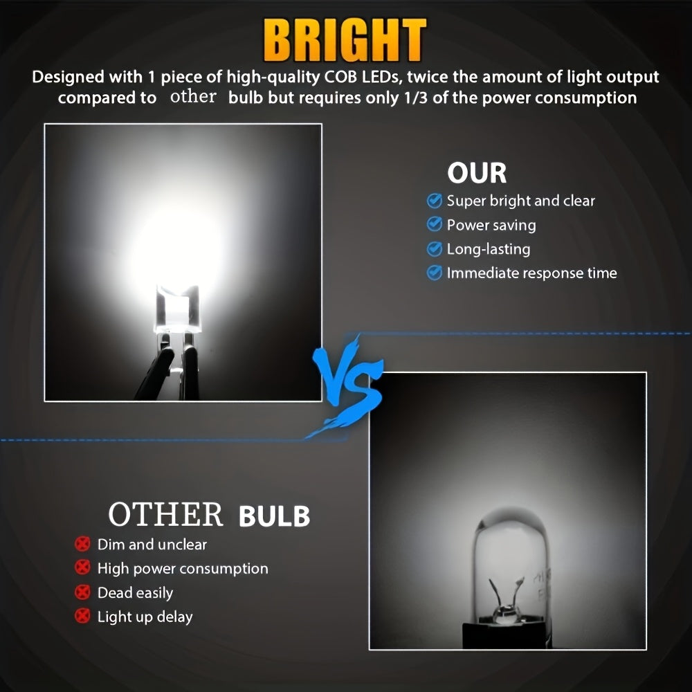 10 piezas de luces LED T10 para interior de coche, 12V, luz blanca brillante, base de cristal, bombillas automotrices