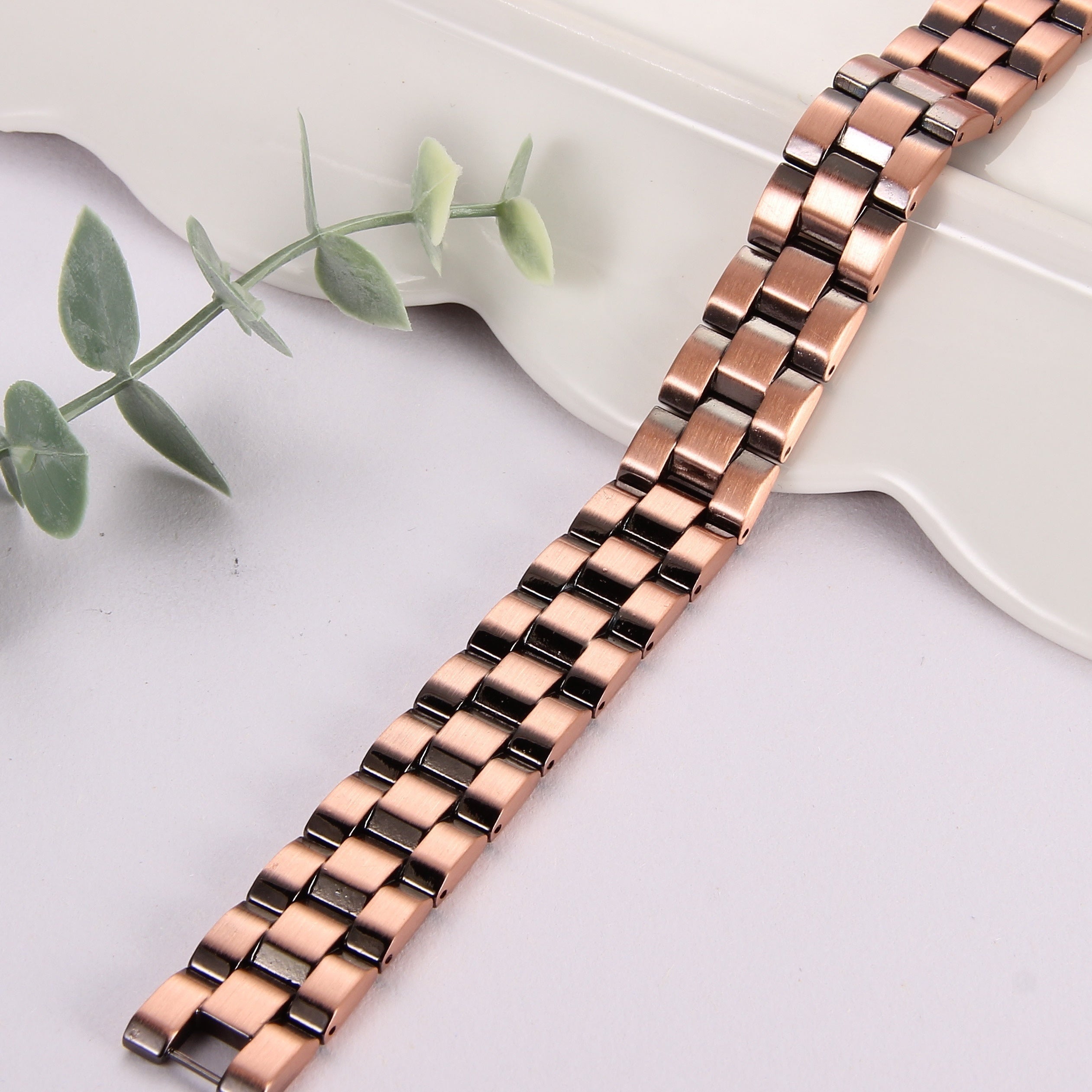 Men's Copper Bracelet Adjustable Magnetic Jewelry with 3 Rows and 3500 Gauss