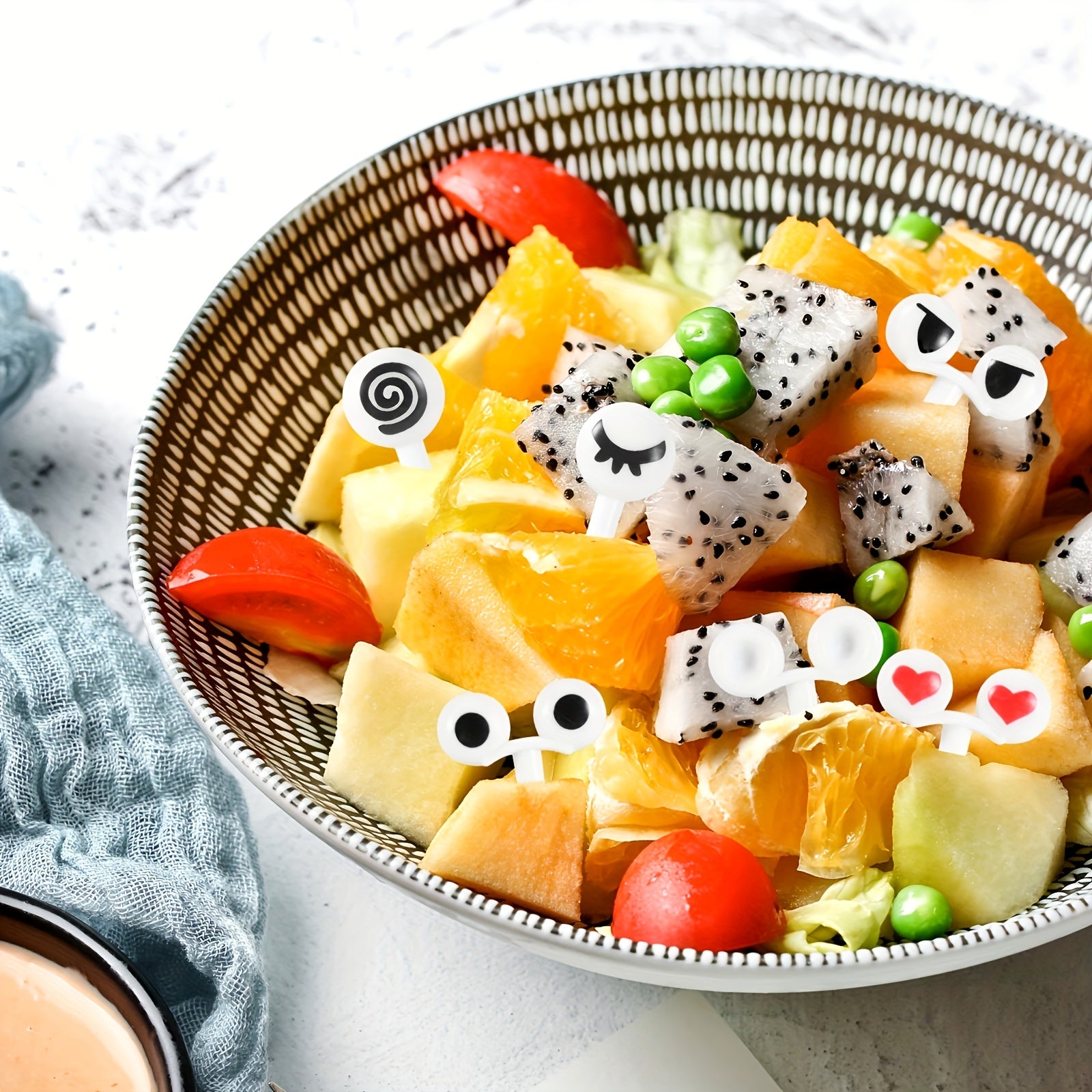 20 ta qayta ishlatiladigan mini ko‘z shaklidagi oziq-ovqat cho‘tkalari BPA-siz ABS plastmassadan tayyorlangan, turli dizaynlarda, meva, sabzavot va pirojno‘lar uchun