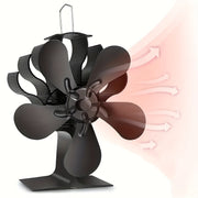 Aluminum Wood Burning Stove Fan with Polished 5-Blade High-Speed Air Circulation