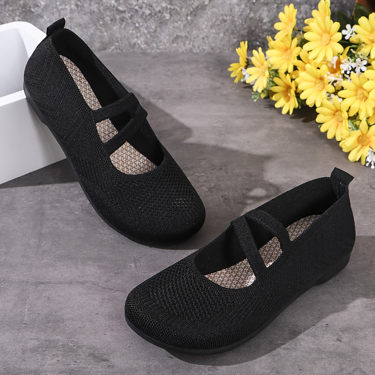 Women's Slip-On Loafers All-Season Casual Shoes Solid Color Fabric Upper