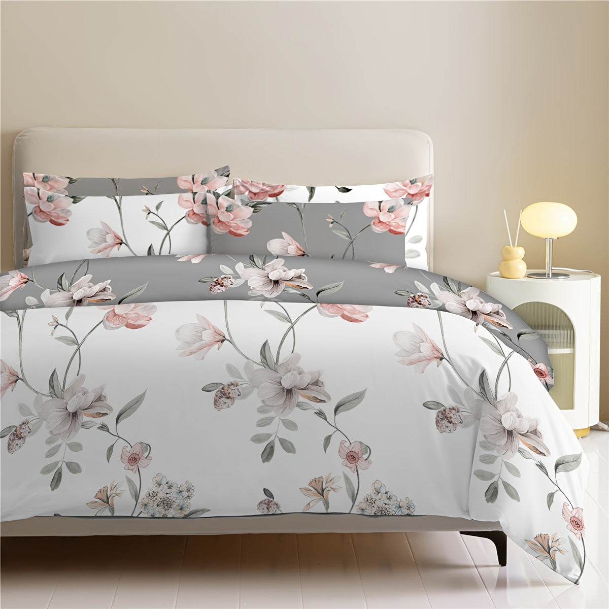 Flower Duvet Cover Set 2/3 Pieces All-Season Washable Skin-Friendly Bedding
