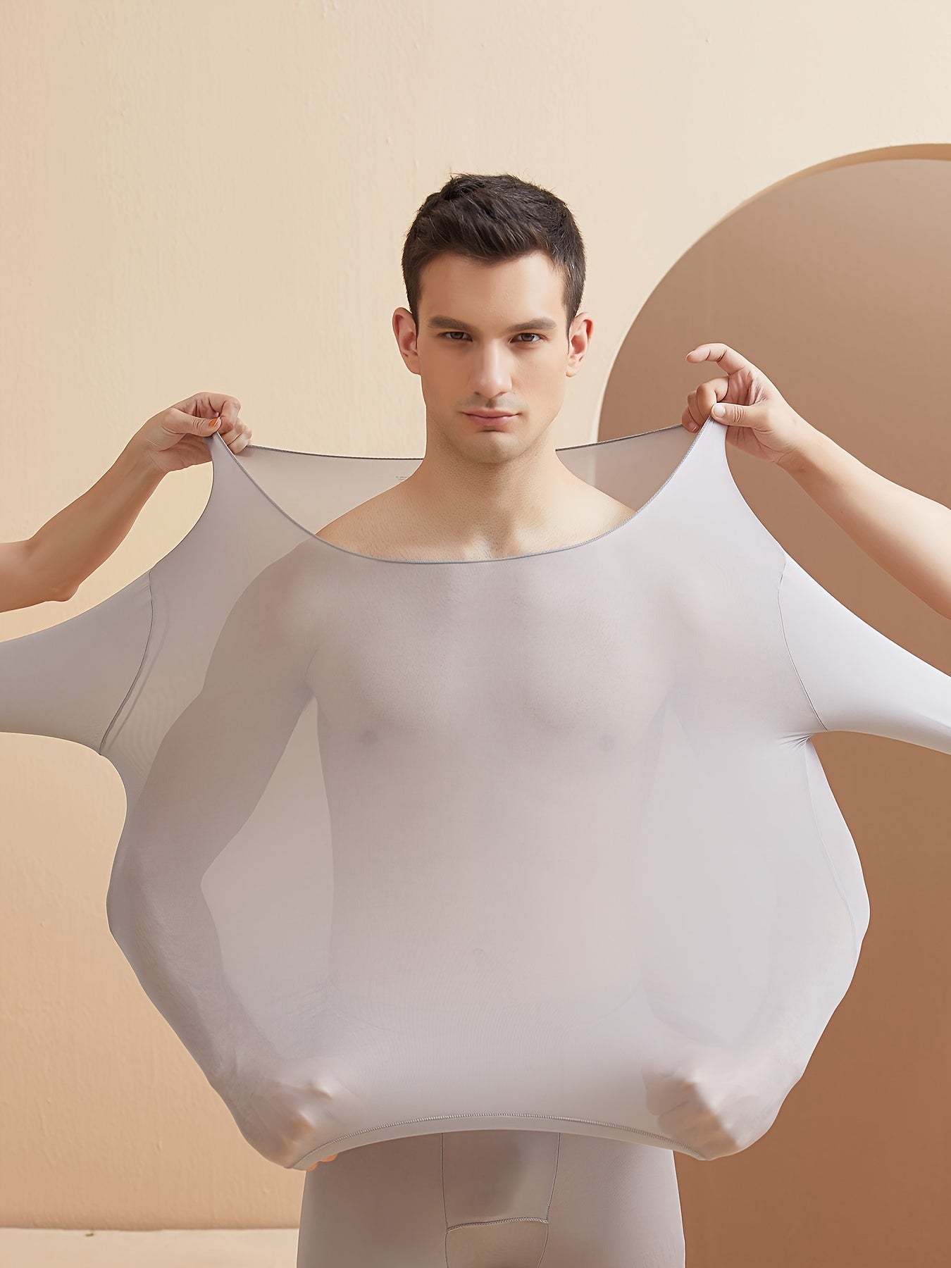 Men's Thermal Top Slim Fit Seamless Knit High Stretch Crew Neck for Fall Winter