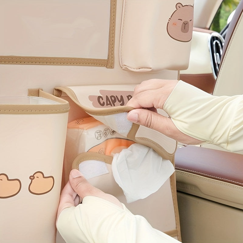 Bolalar uchun PU charm avtomobil o'rindigi tashkilotchisi, tishli tutqich va axlat qutisi bilan