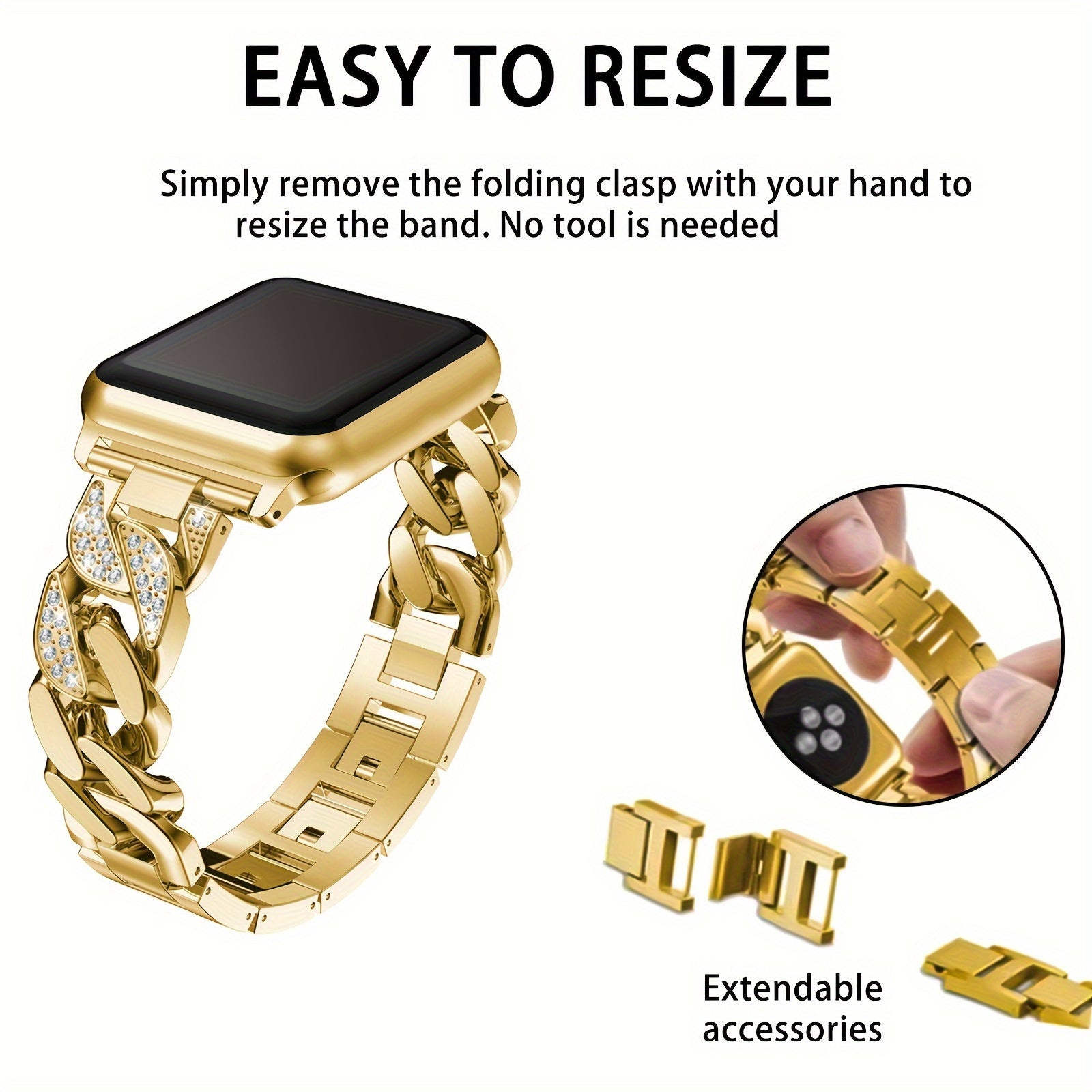 Цепочка-ковбой из нержавеющей стали в стиле Diamond Cowboy для ремешка Apple Watch Series 1-9 Ultra