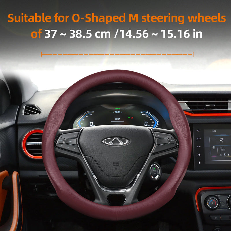 Universal Leather Steering Wheel Cover Breathable Thin Car Accessory Black Burgundy Brown