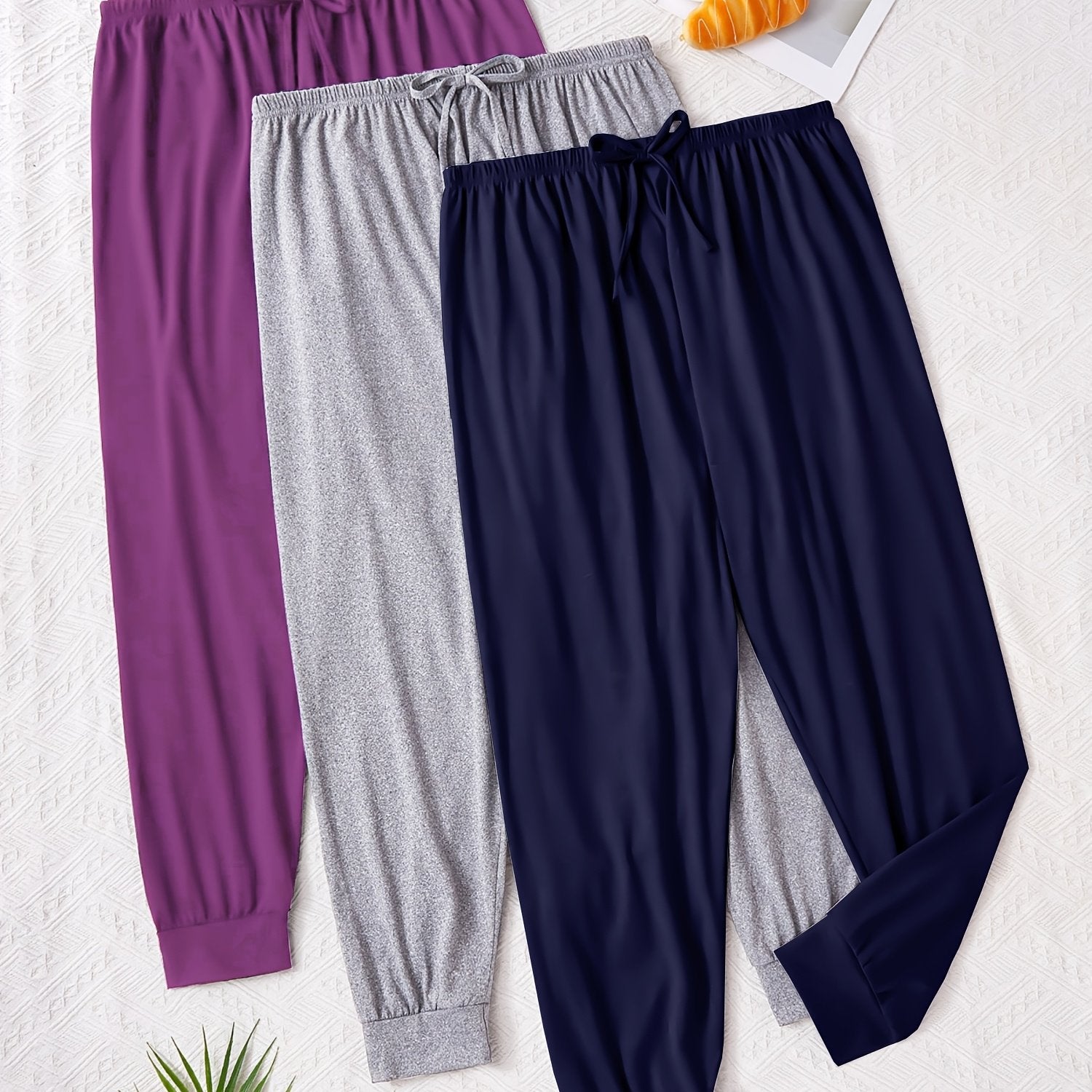 Pantalones joggers casual de color sólido para mujer en poliéster y elastano para uso en casa