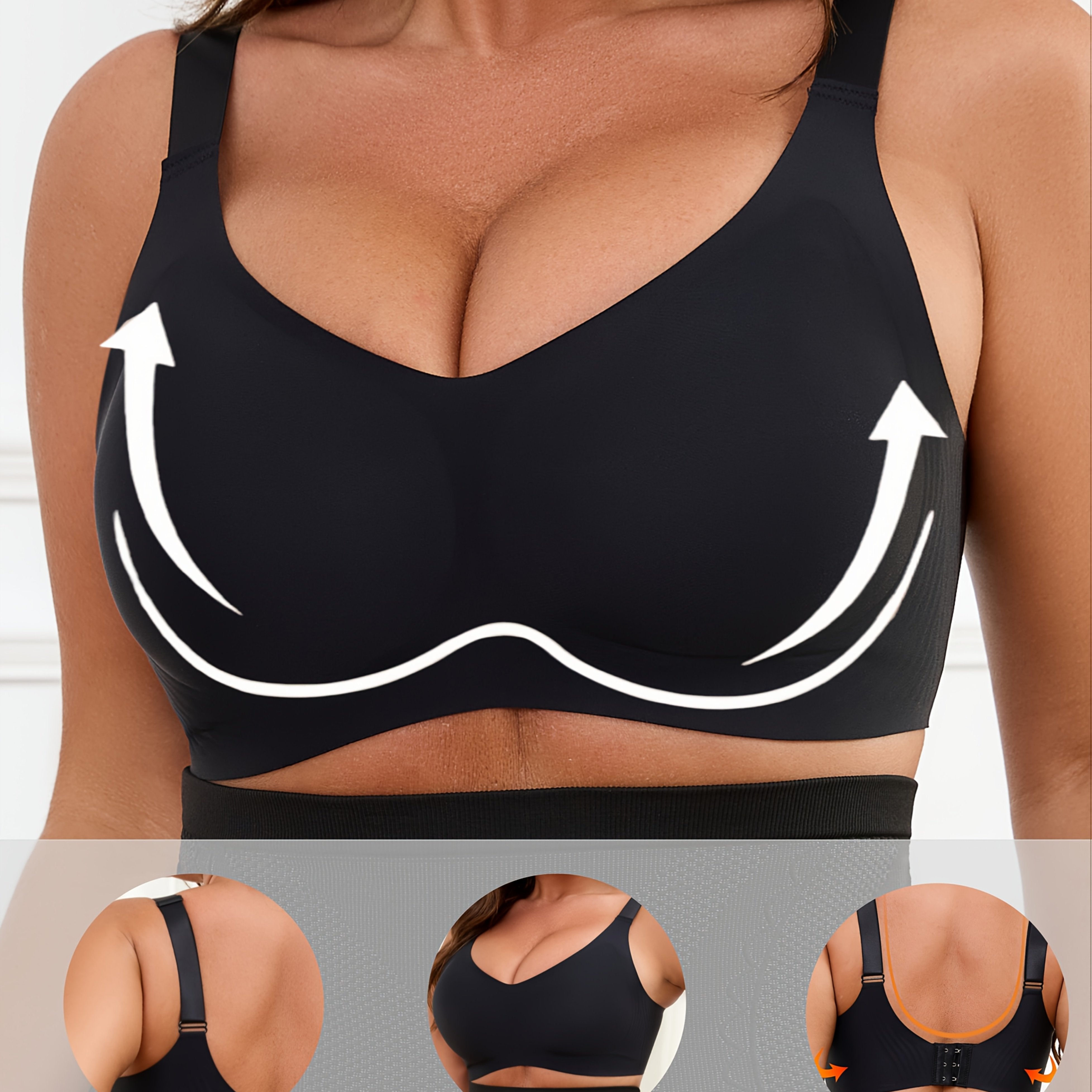 Plus Size Seamless Sports Bra Breathable V-Neck with Removable Pads