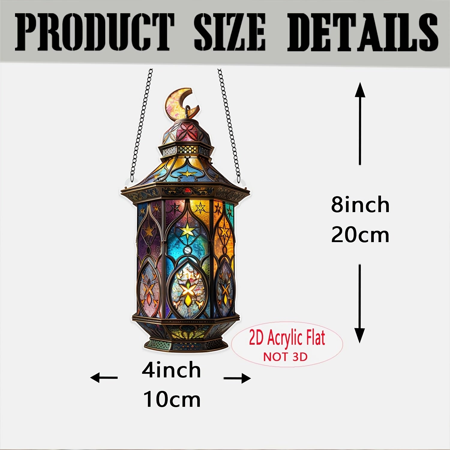 Dekorativ Islom chiroqi quyosh nuri devorga osilgan akril bo'yalgan plastmassa Ramazon oy yulduzli Eid sovg'asi