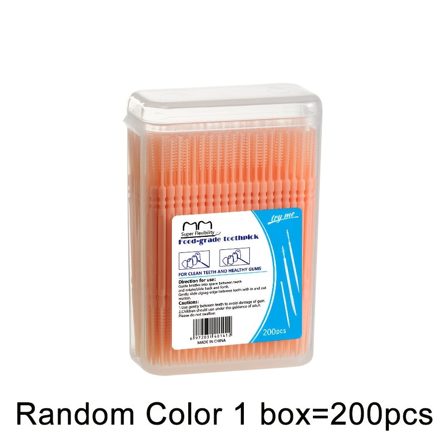200Pcs Disposable Plastic Toothpicks Dual-Tip for Deep Clean Oral Care