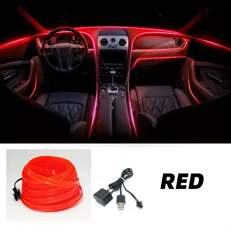 Tira de neón LED para interior de coche, luz ambiental flexible, decoración USB