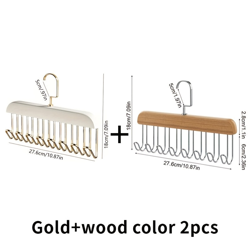 Wooden Clothes Hanger with 8 Wave Hooks for Bras and Accessories Unfinished