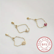 Adjustable Silver Ring for Women with Moon and Flower Charms