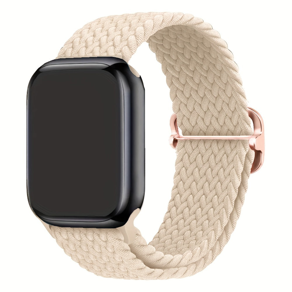 Apple Watch uchun nylon to'qilgan halqa tasmasi, moslashuvchan, elastik, suv o'tkazmaydigan va terga chidamli. Bir nechta ranglarda Ultra2/9/8/7/6/5/4/3 SE iWatch modellari uchun mos keladi. Zamonaviy va moslashuvchan.