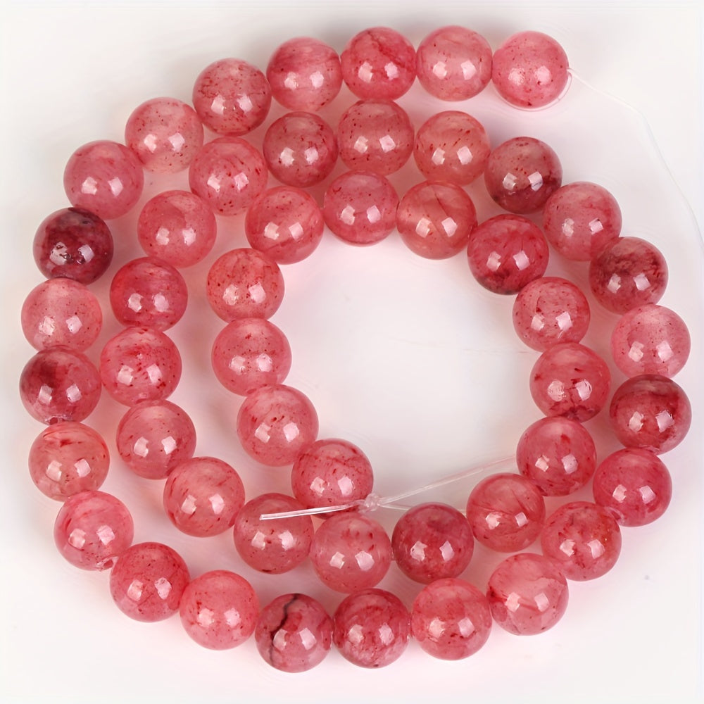 Natural Stone Beads 6/8/10/12mm Pink White Round Jewelry Making Supplies