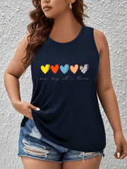 Women's Plus Size Sleeveless Tank Top with Colorful Heart Print Casual Breathable All-Season