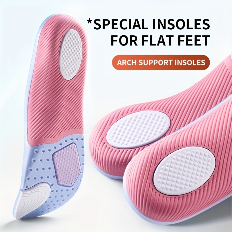 Women’s 4D Soft Sports Shoe Insoles with Arch Support Pink Purple Breathable