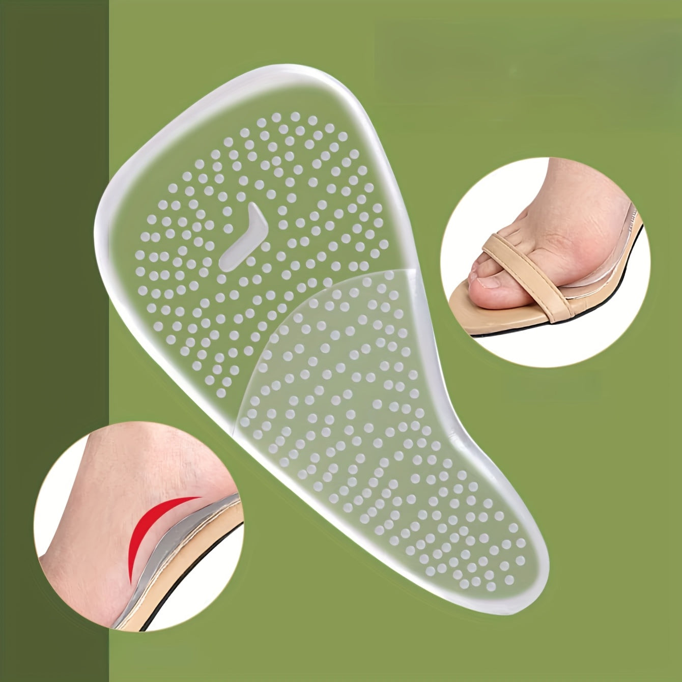 Women's Silicone Forefoot Cushion Inserts for High Heels Non-Slip Footwear Pads