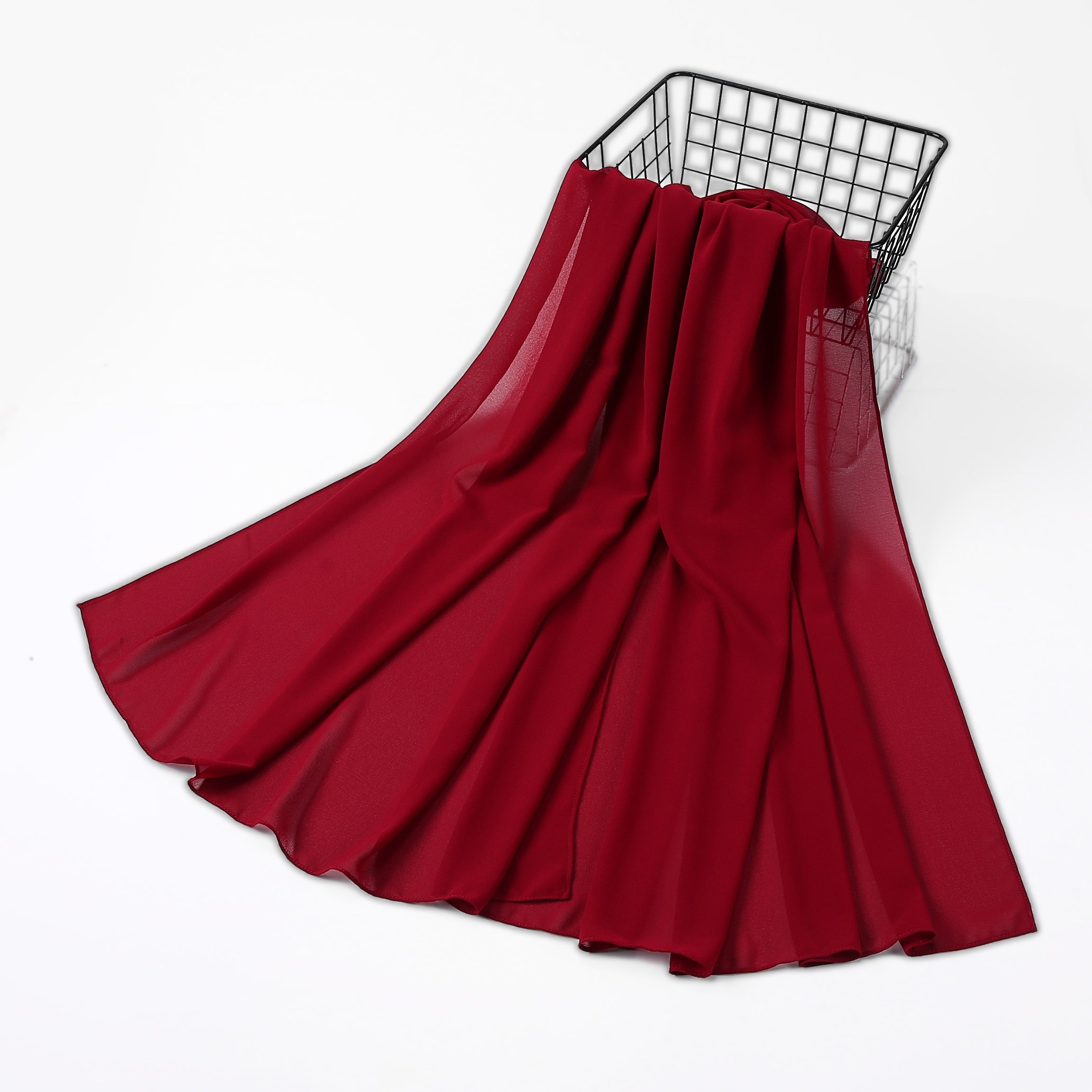 Woven Polyester Chiffon Hijab Scarf Solid Color Lightweight Muslim Head Cover for Casual Ramadan