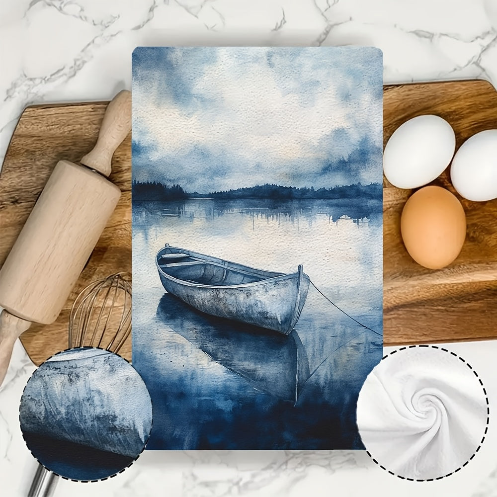 Set of 2 Coastal Love Kitchen Towels Ultra Soft Absorbent Polyester 40x60 cm