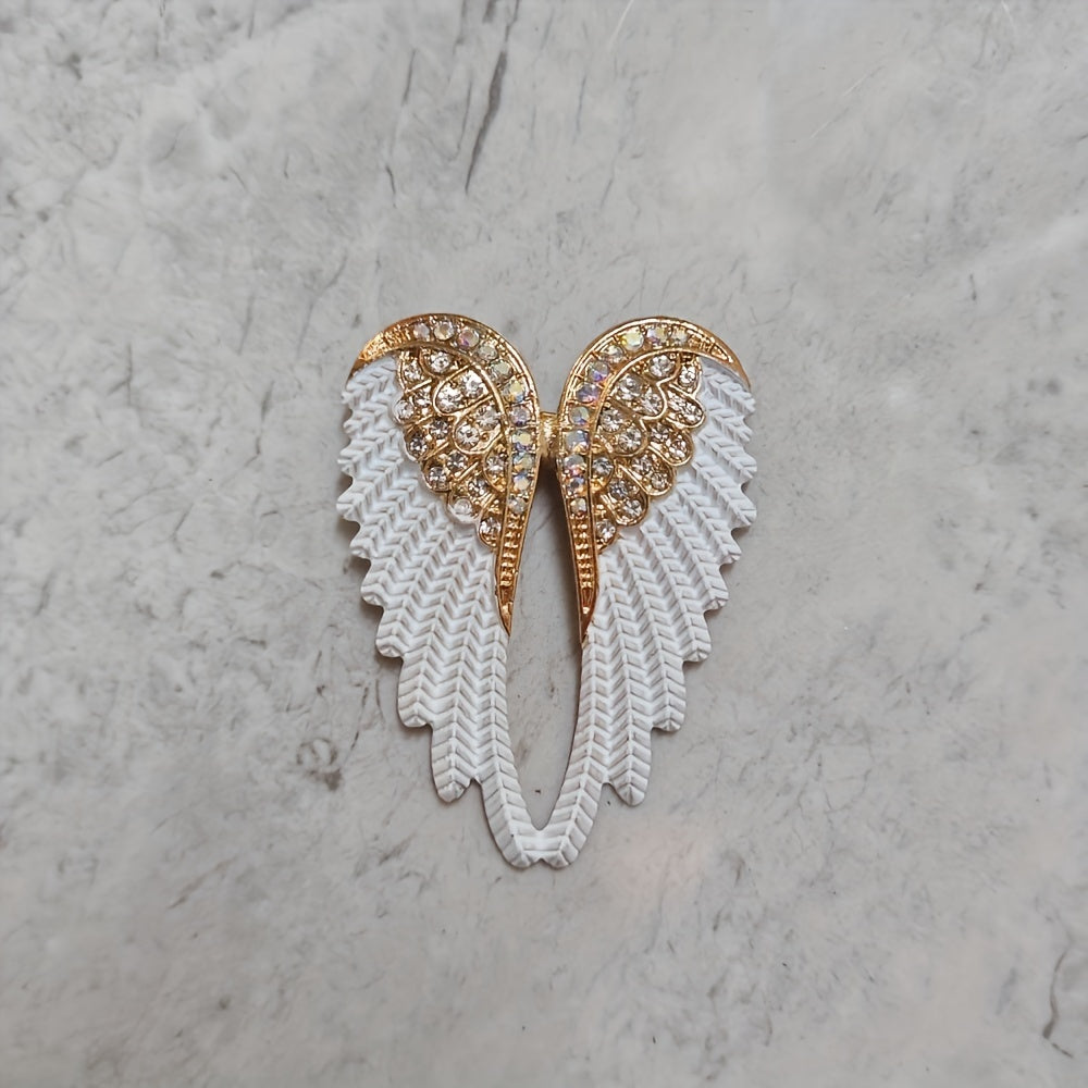 Christmas Angel Wings Brooches Set of 6 with Diamond Decor Stylish Jewelry Accessories