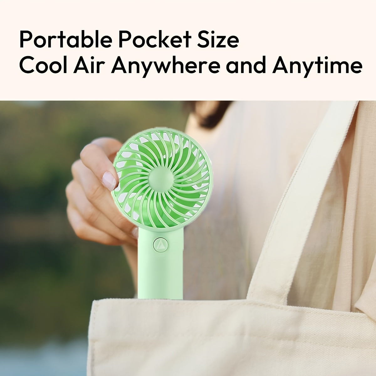 Portable Handheld Fan with 3 Speeds and Rechargeable 400mAh Battery for Indoor Outdoor Use