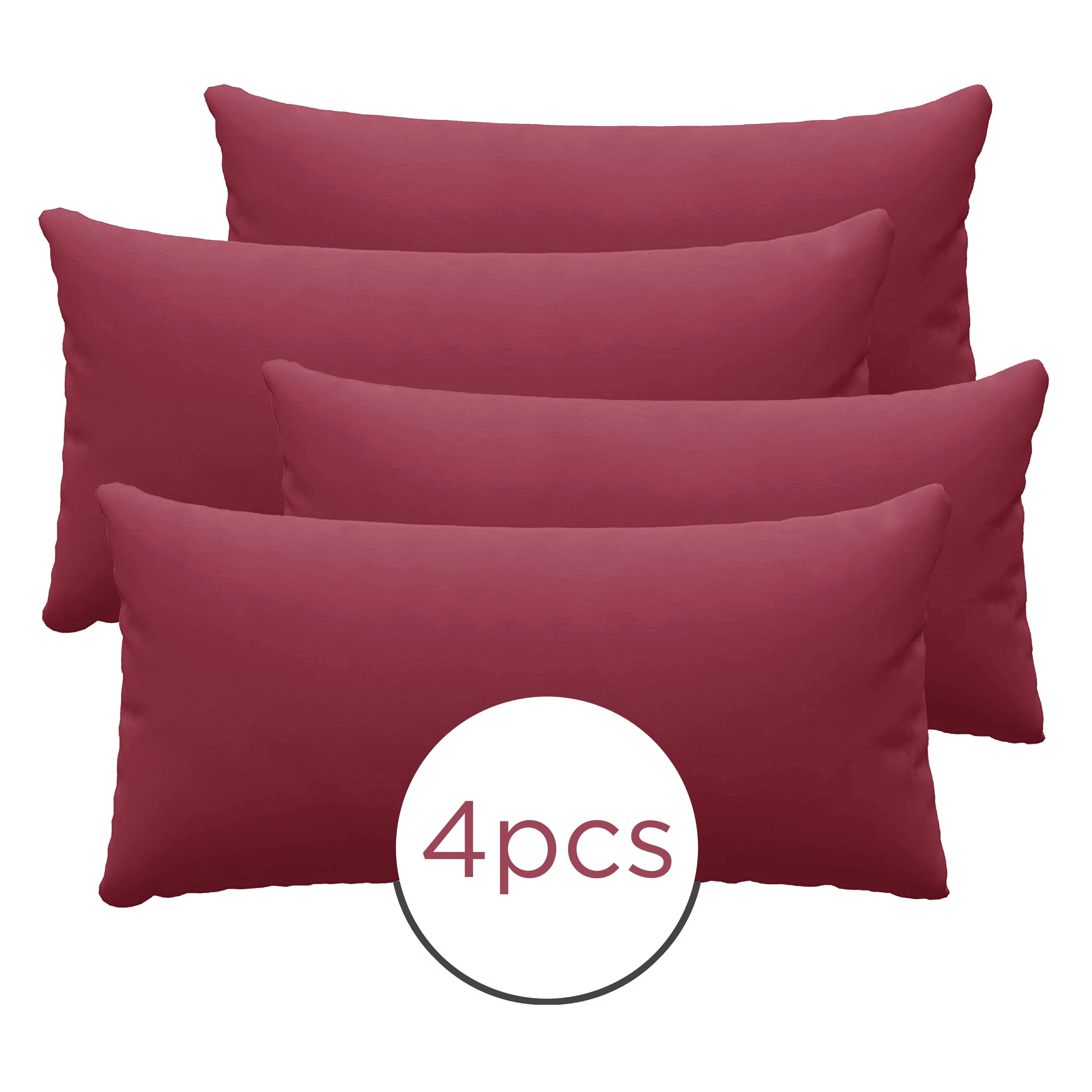 Set of 4 Microfiber Pillowcases Solid Color for Bedroom and Living Room