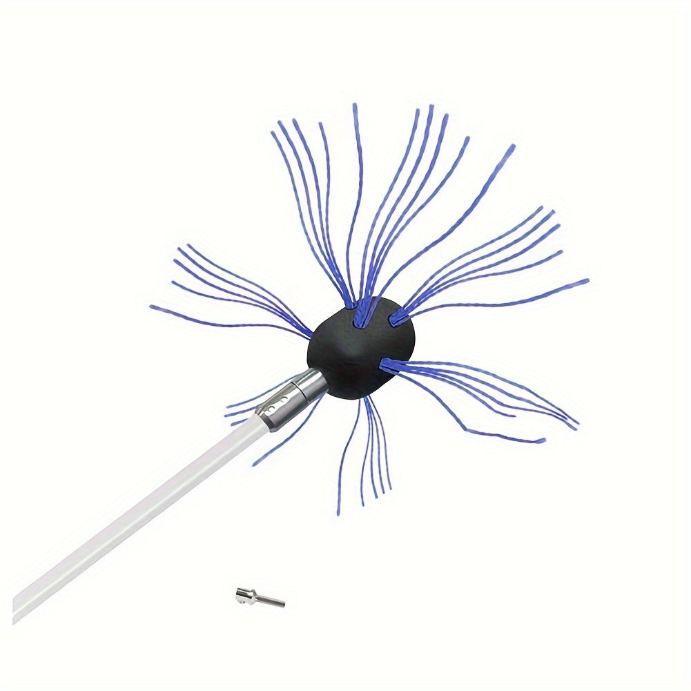 Chimney Sweep Kit with Power Drill Attachment, Nylon Rod, Bristle Head