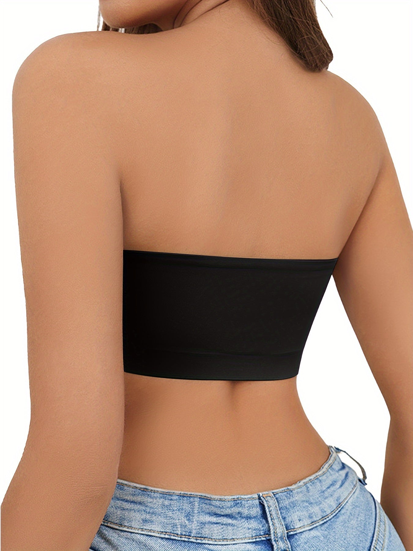 Seamless Strapless Bustier Bra for Women Beige No Underwire Front Closure