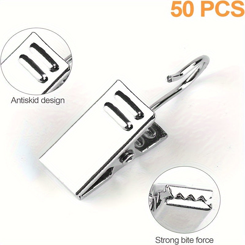 Juego de 50 clips de acero inoxidable para cortinas y visillos