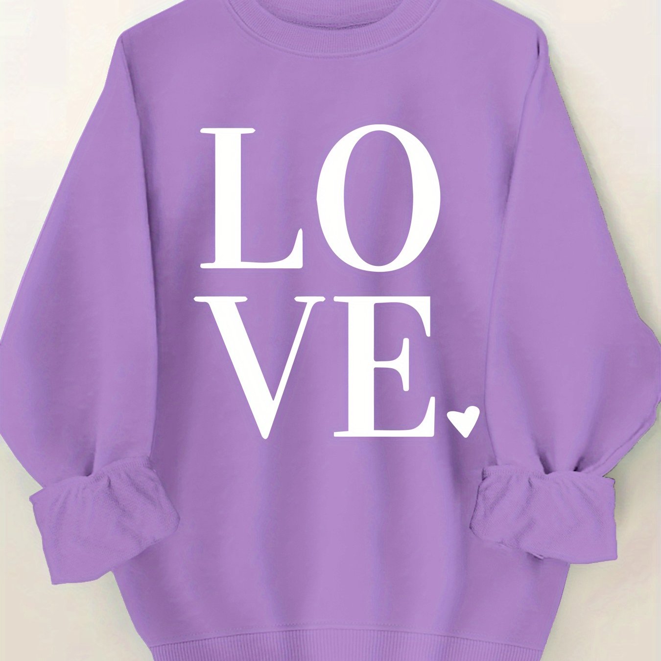 Plus Size Love Print Sweatshirt Casual Long Sleeve Crew Neck Pullover
