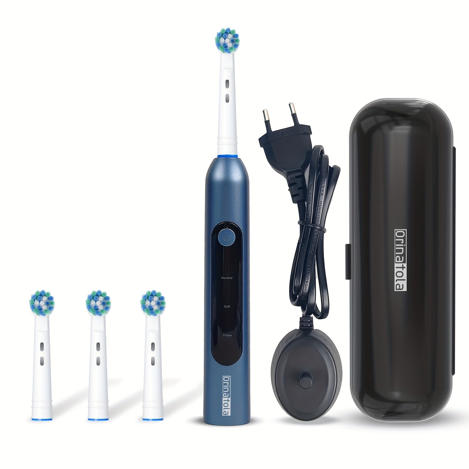 Cepillo de dientes eléctrico para adultos con 3 modos, batería recargable, estuche de viaje