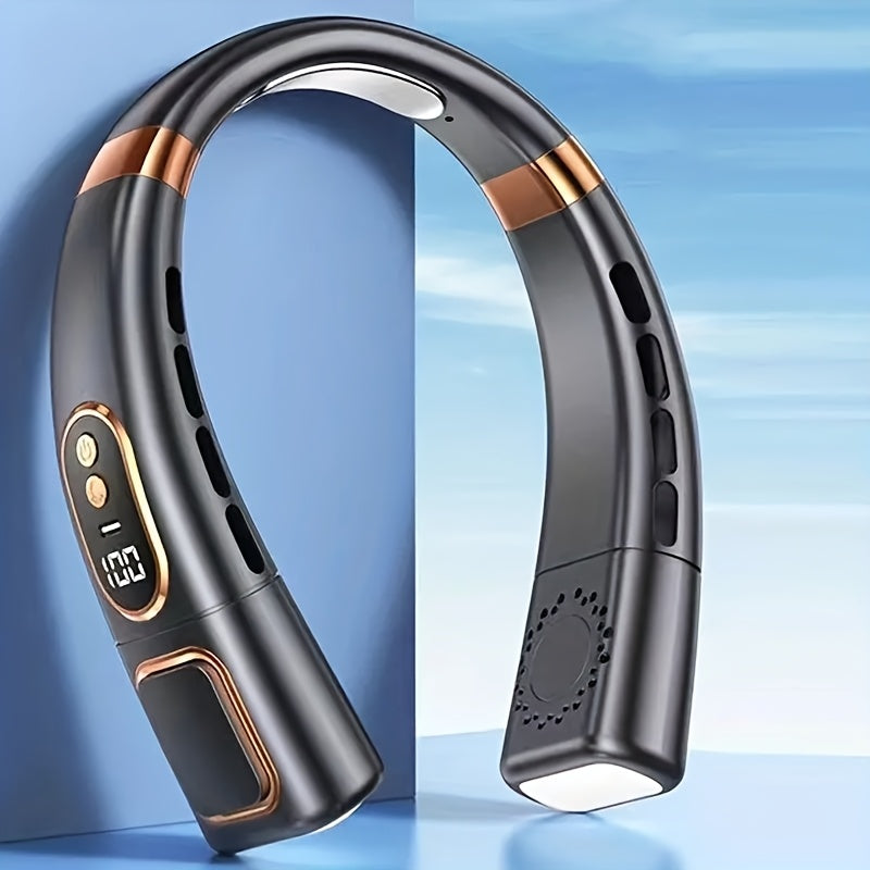 JKUOO Taqilgan Bo'yin Fanı, Yeddi-rangli Rangli Chiroqlar bilan, Ikki Turbinli Havo Chiqarish, Ko'rsatuv Paneli, 5 tezlikda Shamol Sovutish O'zgarishi, Uzun Batareya Hayoti, Tashqi Faoliyatlar uchun Ideal, Velosipedda