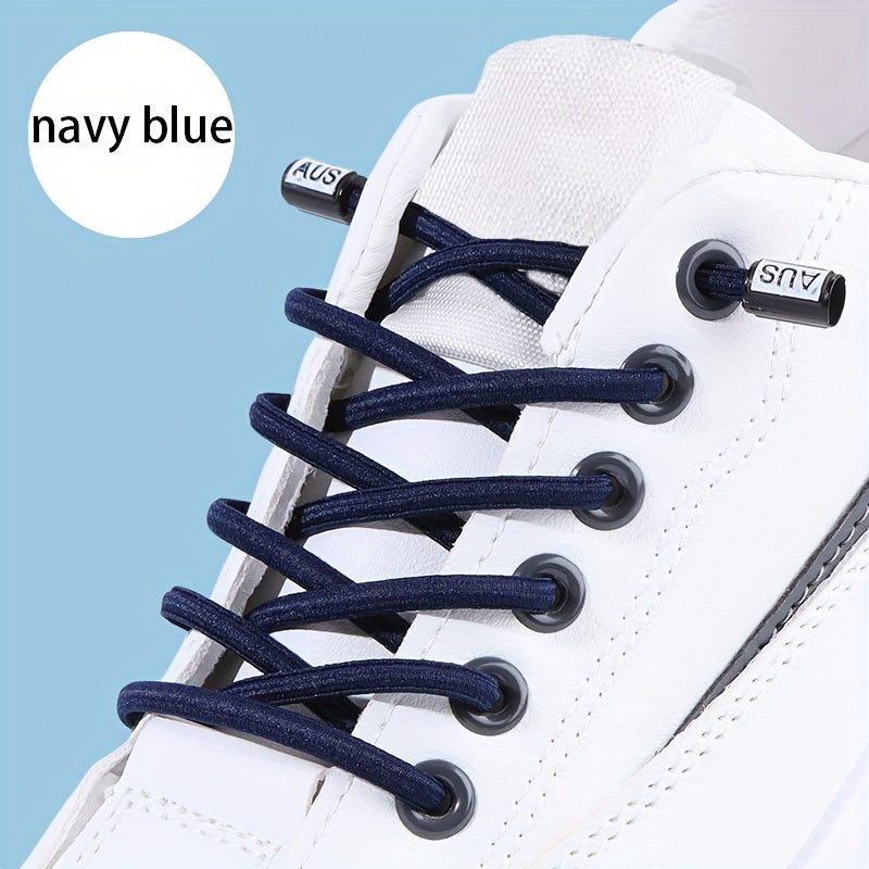Unisex Elastic Flat Round Rope Shoelaces with Fixed Buckle