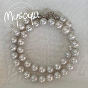 Large Natural White Pearl Necklace 9-10mm Elegant Gift Box for Women