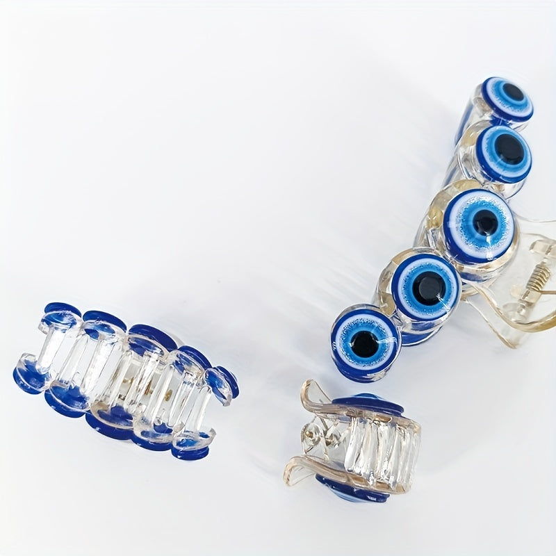 Set of 3 Non-Slip Evil Eye Hair Claws for Ponytails Hair Accessories