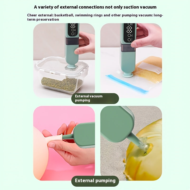 Uy sayohati uchun vizualizatsiya rezervuari bilan portativ vakuum yopishtiruvchi, USB bilan qayta zaryadlanadigan