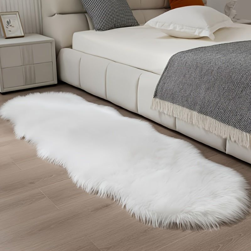 Alfombra de felpa similar a la lana de gamuza para área, 1 pieza, decoración de dormitorio interior, lavable a máquina