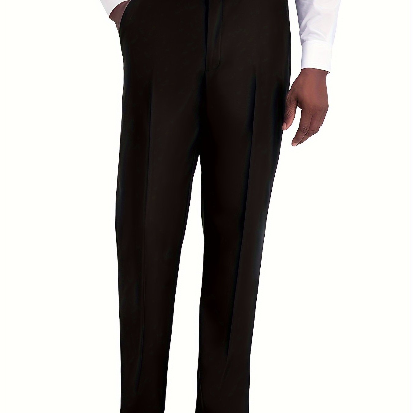 Plus Size Men's Solid Polyester Suit Pants for Formal Occasions