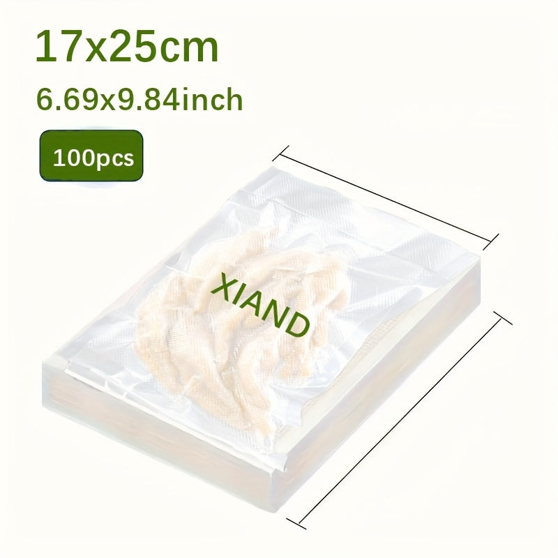 100-Pack Vacuum Sealer Bags Single-Surface Mesh Compatible with All Vacuum Packaging Machines