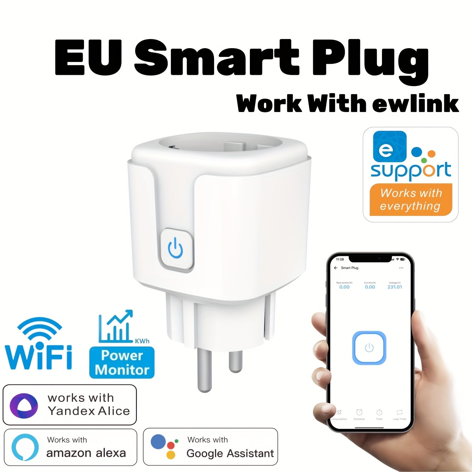 European Standard Wi-Fi Smart Power Socket with Alexa Compatibility