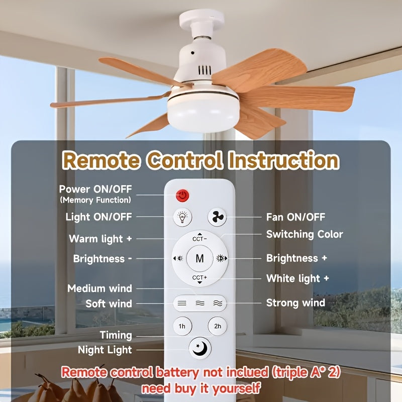 LED Smart Fan Light with Remote Control 2-in-1 E26/E27 Socket Square Blade Ceiling Fan