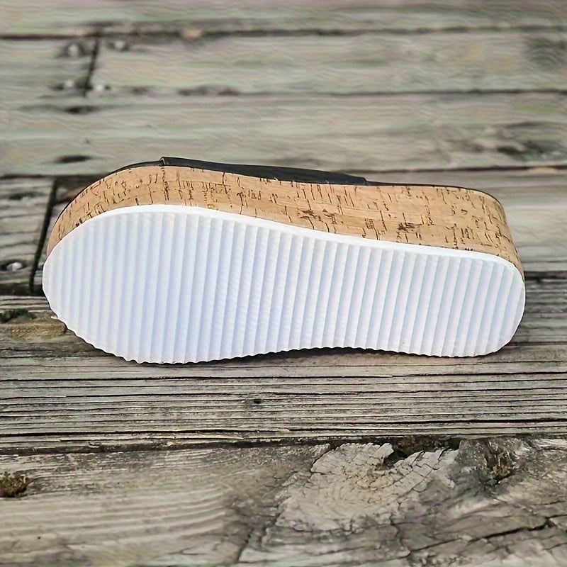 Ayollar uchun PU to'plamli sandallar, ochiq barmoq, tasodifiy yozgi plyaj kiyimlari uchun slip-on platforma to'pi