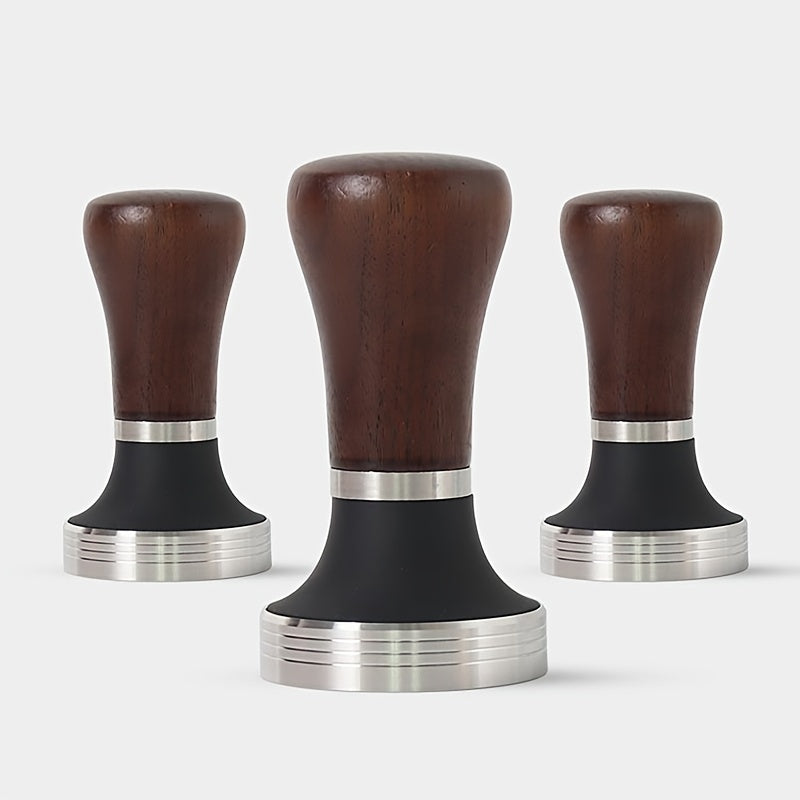 Espresso Tamper Stainless Steel Wooden Handle for 51/53/58mm Machines