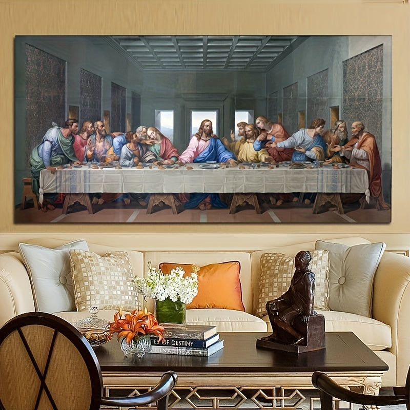 Frameless Canvas Wall Art of The Last Supper Leonardo Da Vinci Waterproof Modern Living Room Decor