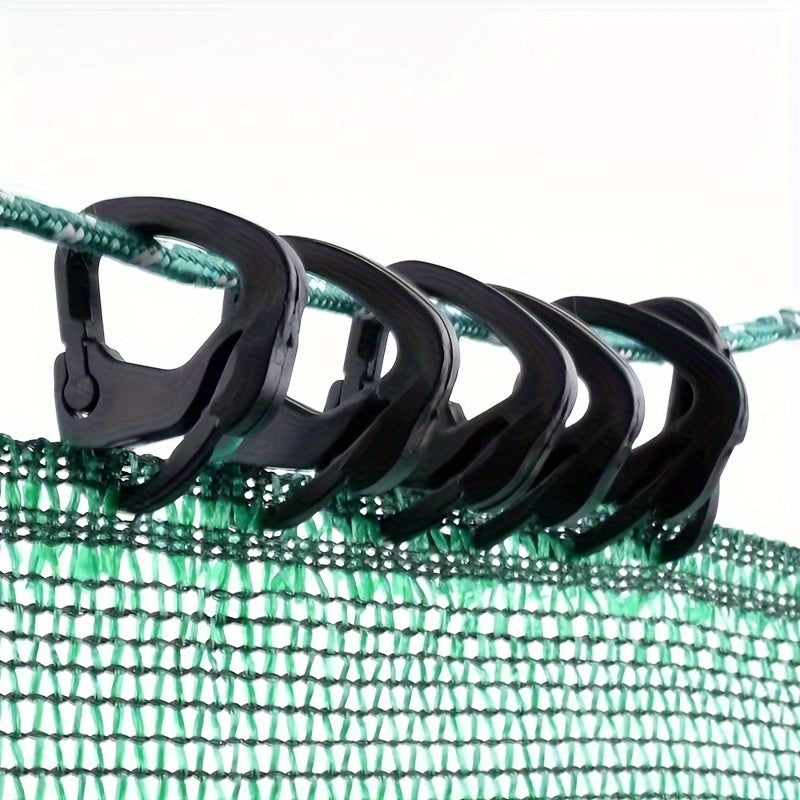 Set of 30 Black Alloy Plastic Curtain Hooks for Greenhouse Sunshade System