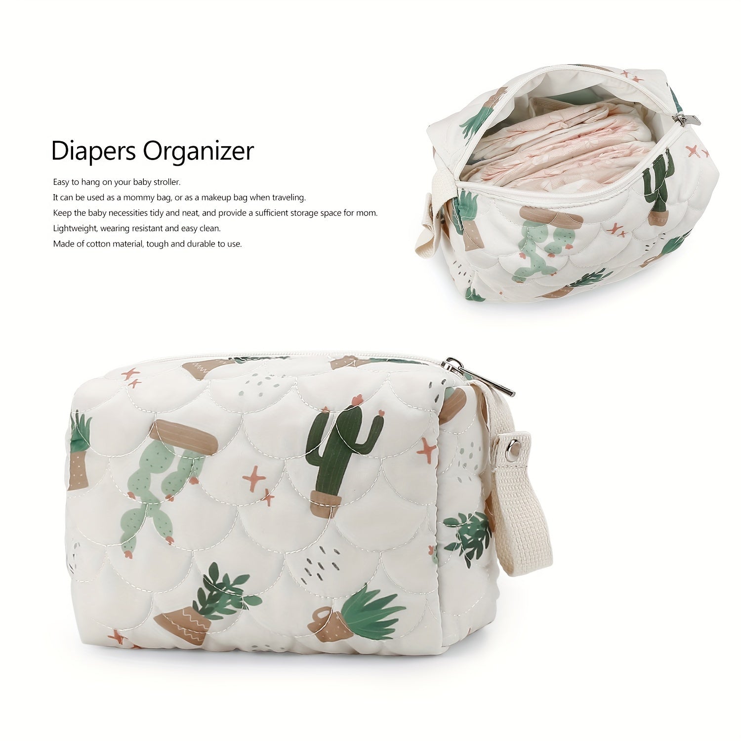 Waterproof Portable Diaper Storage Bag with Handle for Essentials Organization