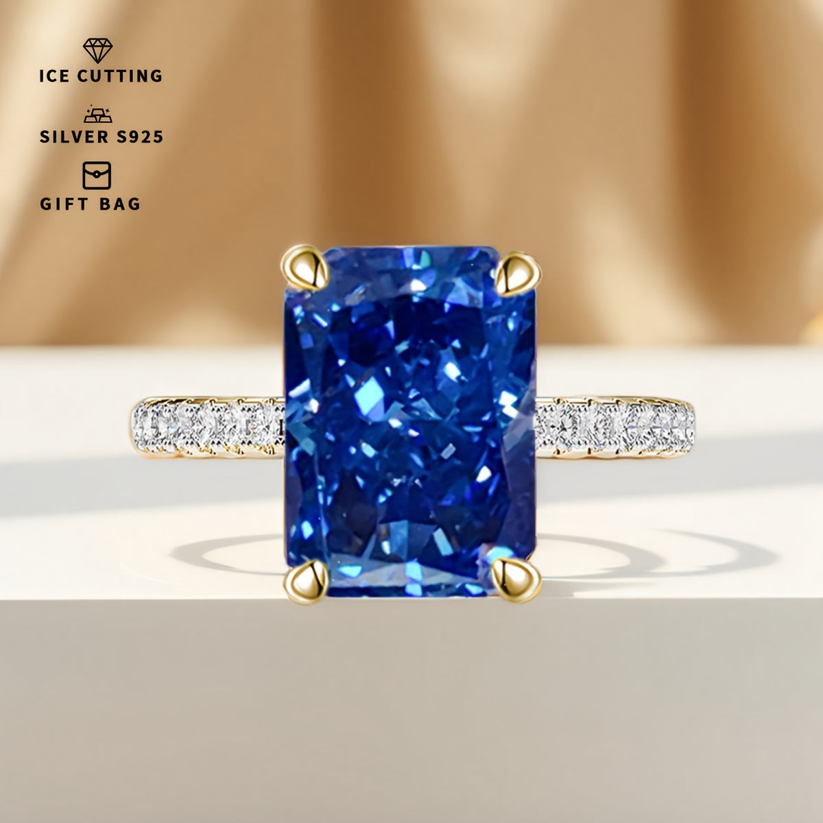 Chiroyli S925 Kumush To‘g‘ri Burchakli Tanzanit Moviy Kubik Zirkoniya Stud Momoqlari - Har kuni kiyish va maxsus tadbirlar uchun mos, Muz Gul Kesimi CZ bilan ta'minlangan