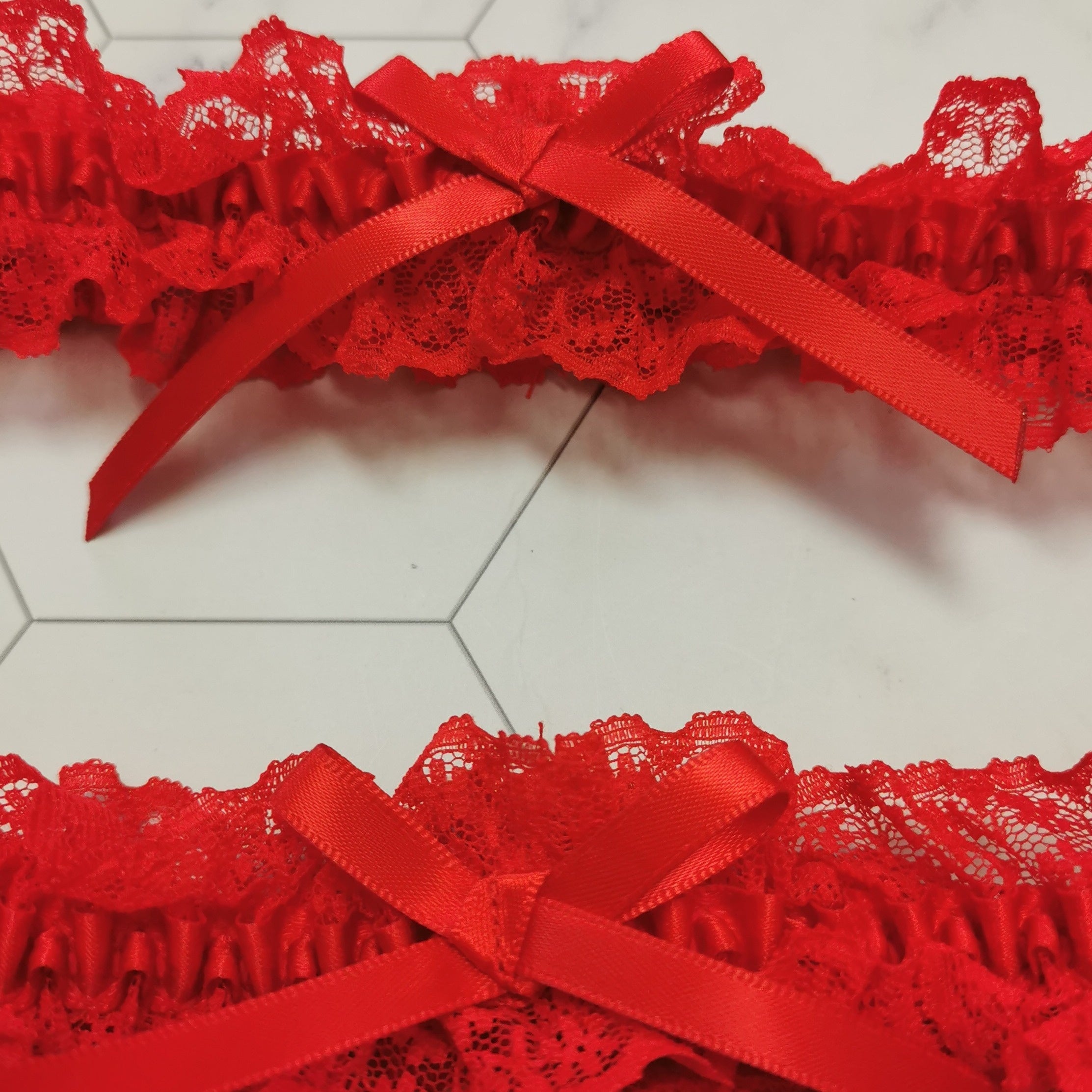 Lingerie Garter Belt Floral Lace Thigh Garter with Bow Tie Detail